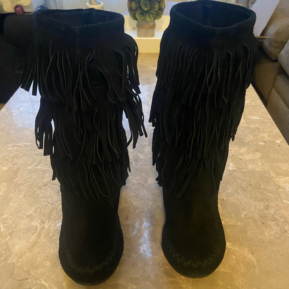 Boho fringe boots